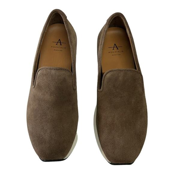 AQUATALIA Taupe Suede Leather Weatherproof Casual Slip On Shoe NEW WITH BOX SZ 5 - Picture 11 of 16
